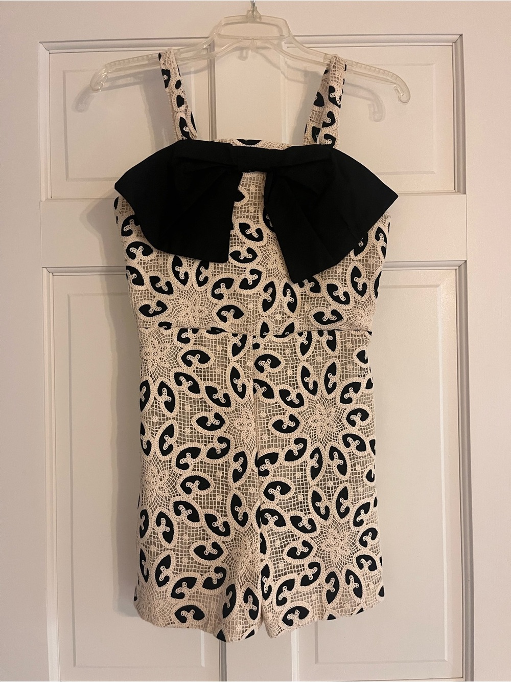 Gianni Bini Girls Ivory and Black Bow-Front Girls' Romper